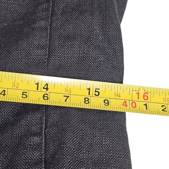 Vintage Linen Button Front Mandarin Collar Midi Dress‎ 80s-90s Women's S/M, 10 - Picture 11 of 14